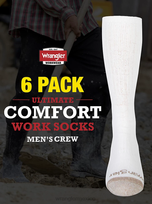 accesorios mx Wrangler hombres calcetines de trabajo para equipo (paquete de 6) blanco (112347655) 62D6729