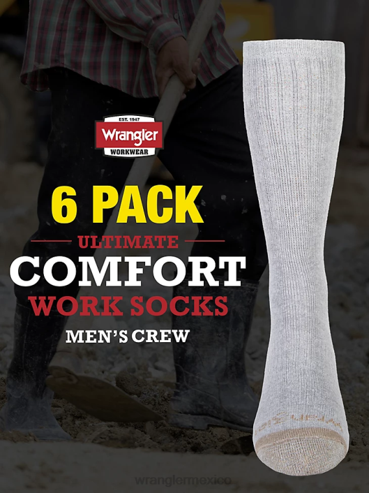 accesorios mx Wrangler hombres calcetines de trabajo para equipo (paquete de 6) gris (112347656) 62D6728