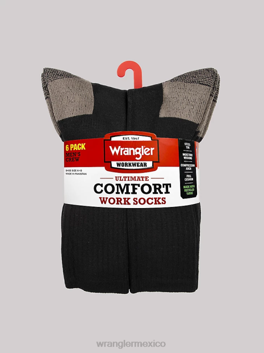accesorios mx Wrangler hombres calcetines de trabajo para equipo (paquete de 6) negro (112347657) 62D6727
