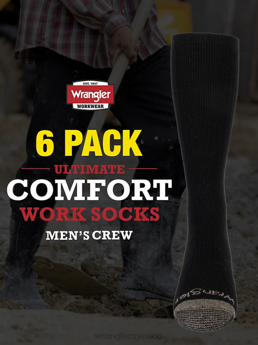 accesorios mx Wrangler hombres calcetines de trabajo para equipo (paquete de 6) negro (112347657) 62D6727