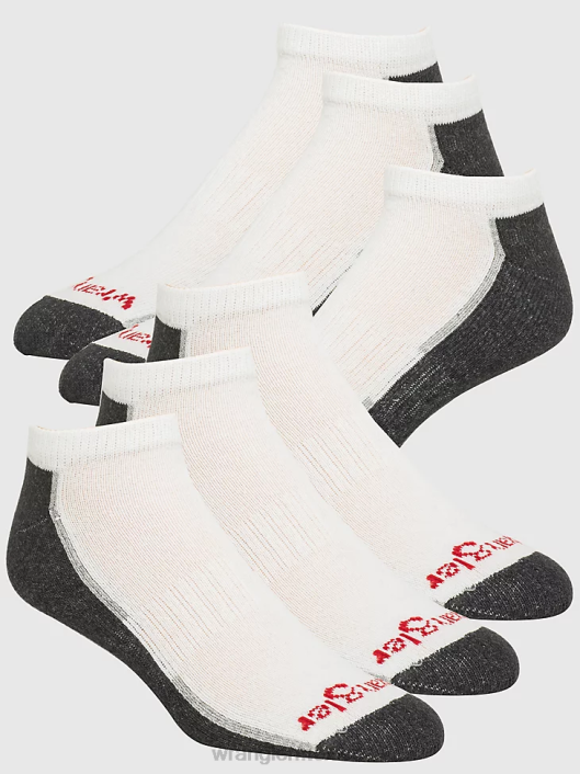 accesorios mx Wrangler hombres calcetines tobilleros acolchados (paquete de 6) blanco (112318613) 62D6724