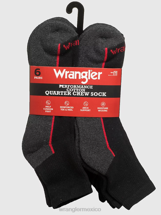 accesorios mx Wrangler hombres calcetines tobilleros acolchados (paquete de 6) negro (112318616) 62D6723