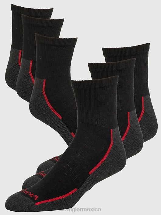 accesorios mx Wrangler hombres calcetines tobilleros acolchados (paquete de 6) negro (112318616) 62D6723