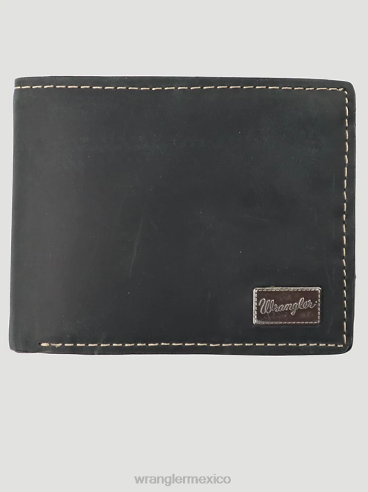 accesorios mx Wrangler hombres cartera plegable con parche de metal negro (112337662) 62D6709