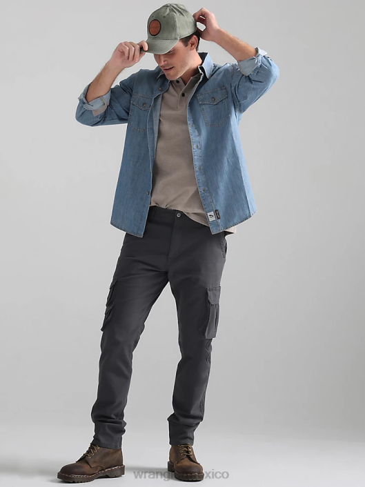 ropa mx Wrangler hombres pantalón cargo cónico flexible asfalto (70dywas) 62D6225