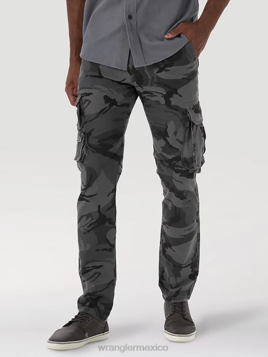 ropa mx Wrangler hombres pantalón cargo cónico flexible camuflaje antracita (70dywgl) 62D6227