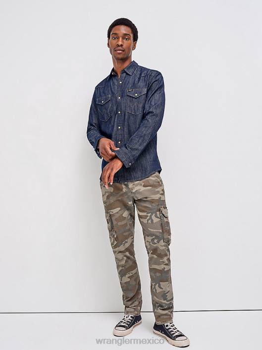 ropa mx Wrangler hombres pantalón cargo cónico flexible camuflaje selva marrón (112326274) 62D6228