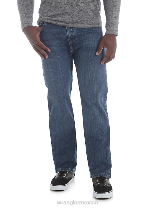 ropa mx Wrangler hombres Vaqueros de corte regular con flexión de mezclilla premium de cinco estrellas para mayor comodidad lavado a la piedra oscuro (96fxvsd) 62D6139