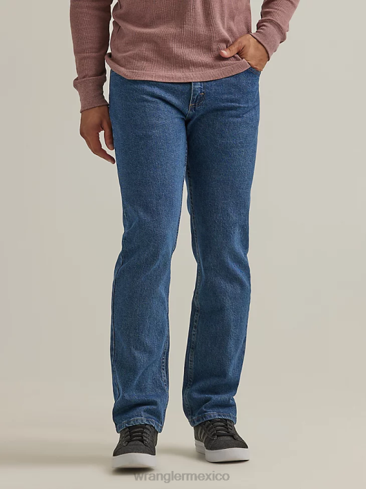 ropa mx Wrangler hombres Vaqueros elásticos de ajuste regular Authentics lavado a la piedra oscuro (10zm100dx) 62D6131