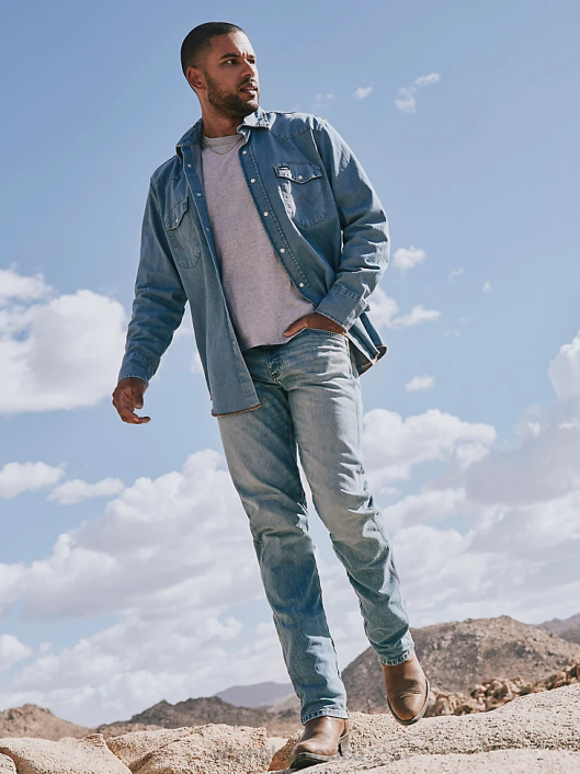 ropa mx Wrangler hombres jeans retro ajustados con pernera recta paso de búfalo (112326537) 62D625