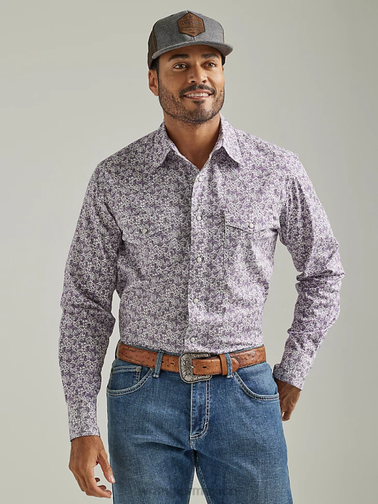 ropa mx Wrangler hombres Camisa con estampado occidental de manga larga y comodidad avanzada 20x Competition paisley uva morada (112327808) 62D6487