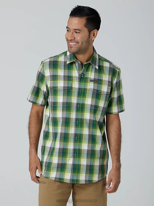 ropa mx Wrangler hombres camisa de campamento de manga corta a cuadros ecológica bosque de amatista (112336161) 62D6399