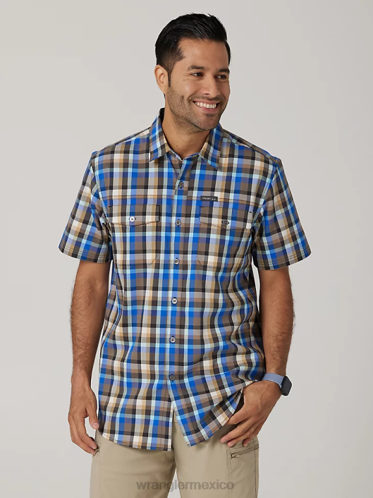 ropa mx Wrangler hombres camisa de campamento de manga corta a cuadros ecológica playa de amatista (112336151) 62D6400