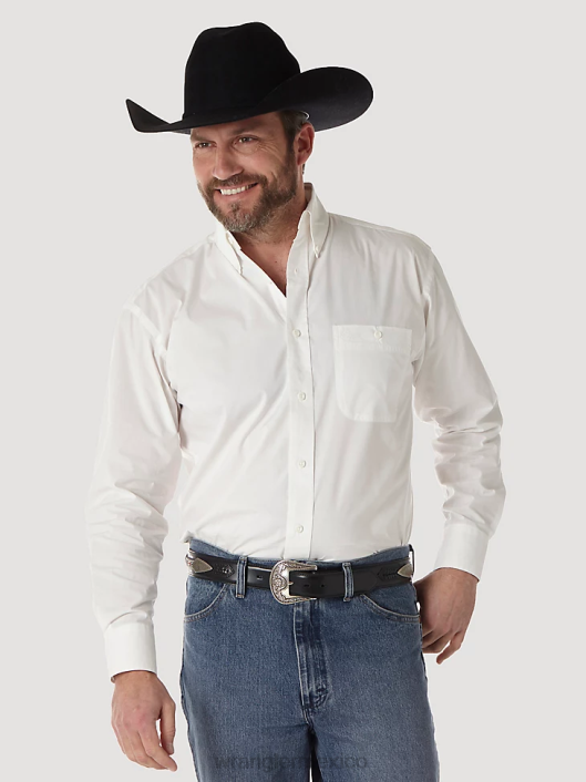 ropa mx Wrangler hombres camisa lisa con botones george strait & national patriot blanco (mgs268w) 62D6372