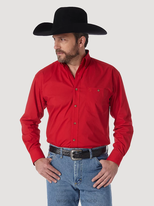 ropa mx Wrangler hombres camisa lisa con botones george strait & national patriot rojo (mgs274r) 62D6373
