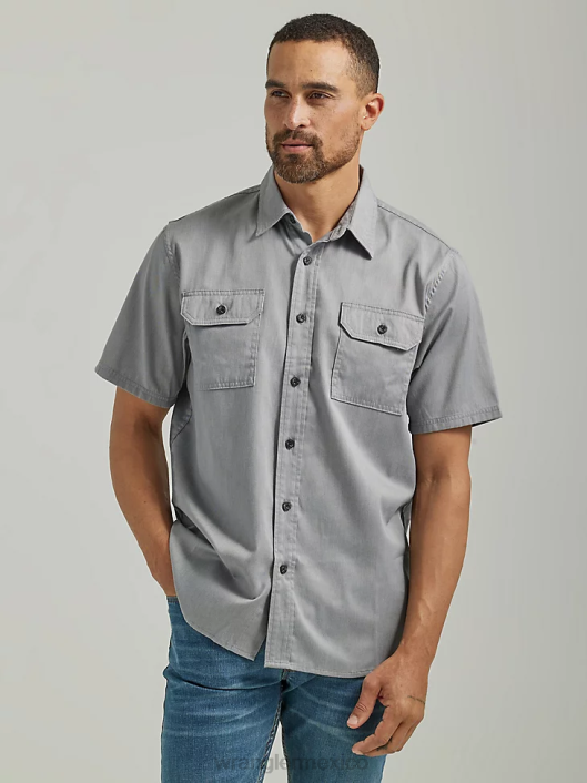 ropa mx Wrangler hombres camisa épica de sarga suave y flexible Brezo de piel de tiburón (112330793) 62D6356