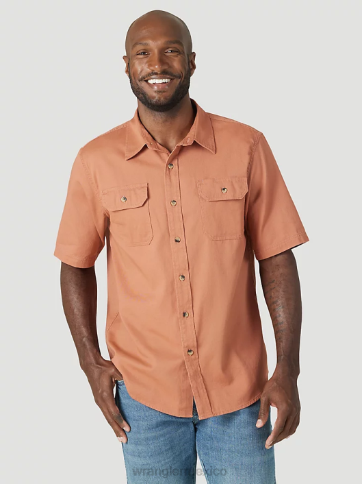 ropa mx Wrangler hombres camisa épica de sarga suave y flexible marrón cobrizo (112315228) 62D6362
