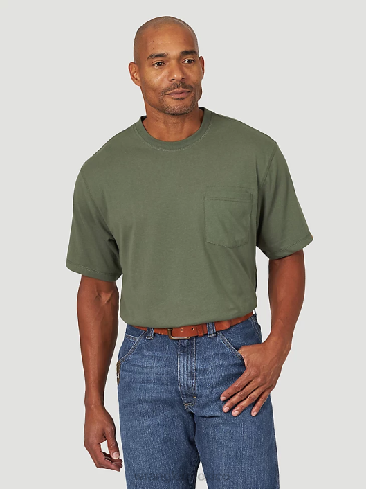 ropa mx Wrangler hombres Camiseta de rendimiento de manga corta con 1 bolsillo Riggs Workwear verde avellana (3w701hg) 62D6279