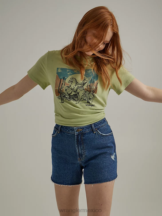 ropa mx Wrangler mujer shorts de talle alto hasta la mitad del muslo Malibú (112334704) 62D6828