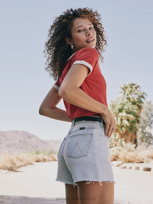 ropa mx Wrangler mujer shorts de talle alto hasta la mitad del muslo sueño azul (112333794) 62D6825