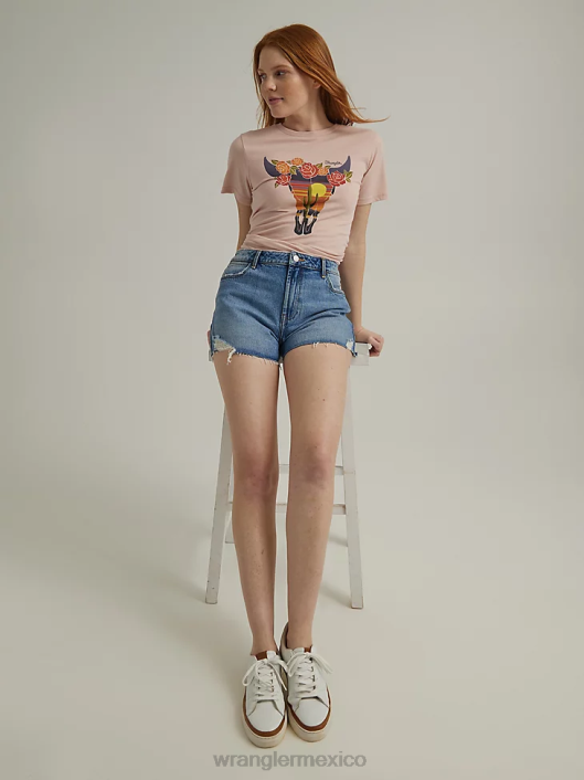 ropa mx Wrangler mujer shorts vintage de tiro alto con cortes caléndula (112333490) 62D6840