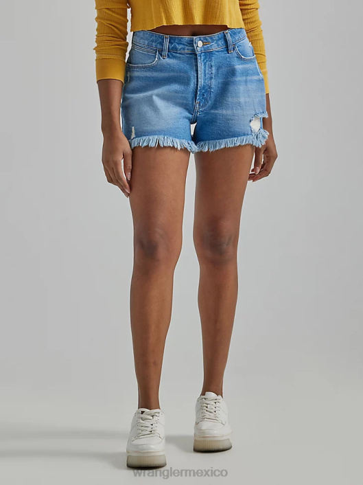 ropa mx Wrangler mujer shorts vintage de tiro alto con cortes lavado claro (112327626) 62D6841