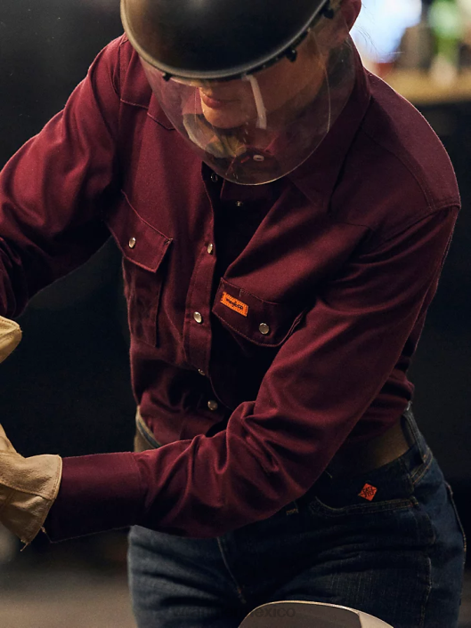 ropa mx Wrangler mujer fr resistente al fuego manga larga sólido burdeos (frlw04r) 62D6895