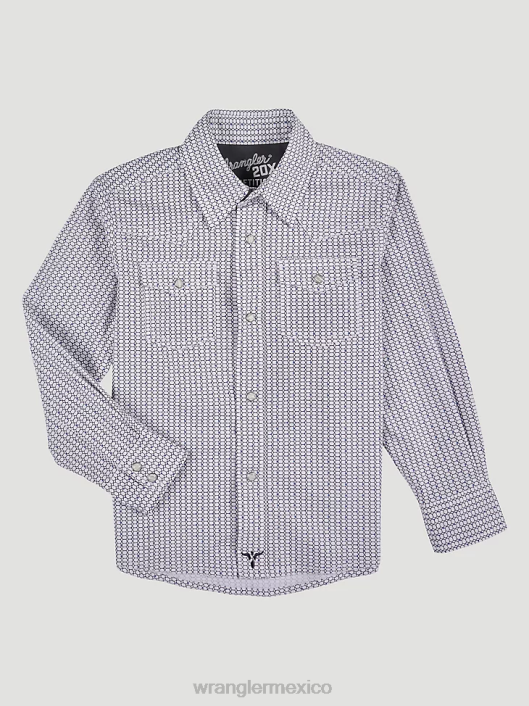 ropa mx Wrangler Niños Camisa con estampado occidental a presión 20x Advanced Comfort panal morado (112327787) 62D6994