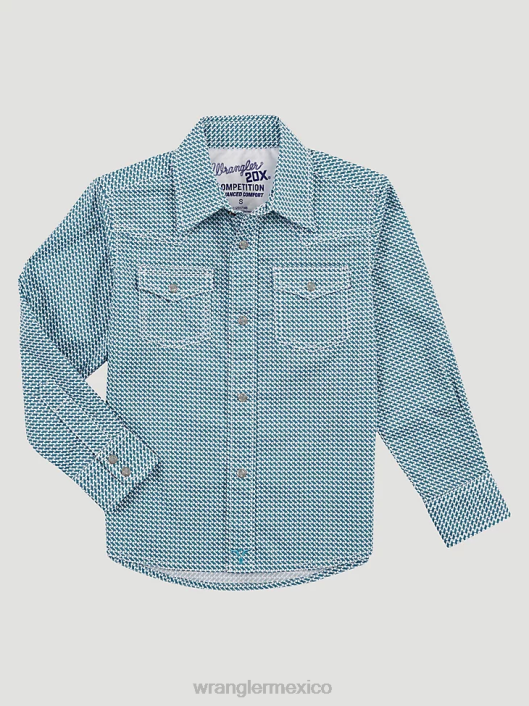 ropa mx Wrangler Niños Camisa con estampado occidental a presión 20x Advanced Comfort zag azul (112317146) 62D6992
