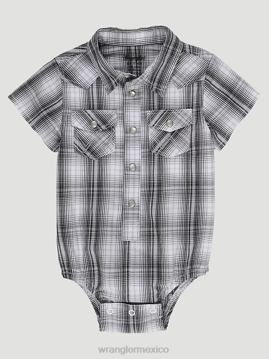 ropa mx Wrangler Niños body de manga corta con broche estilo western ajedrez gris (112329289) 62D61072