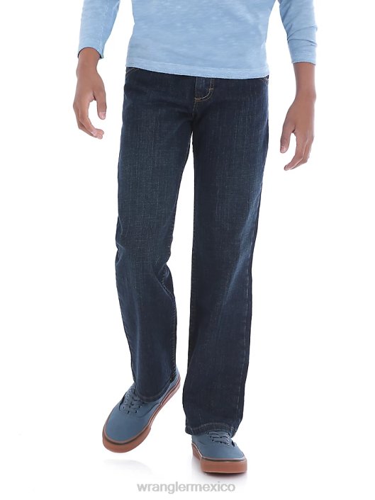 ropa mx Wrangler Niños jeans de corte recto clásico cinco estrellas (husky) azul claro de luna (5schwm2) 62D6972