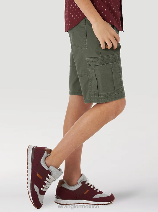 ropa mx Wrangler Niños pantalón corto cargo flexible y cómodo oliva (4rmhwoh) 62D6996
