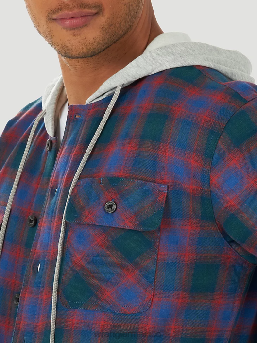 ropa mx Wrangler hombres Authentics chaqueta estilo camisa de franela acolchada azul/rojo (zheepab) 62D6392