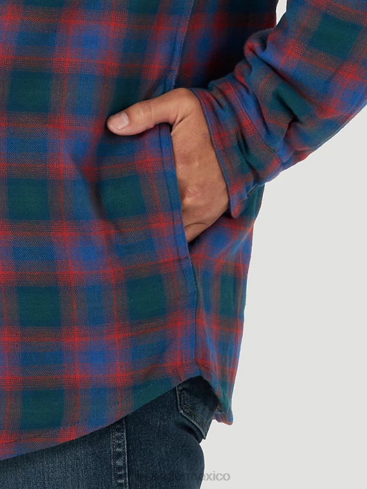 ropa mx Wrangler hombres Authentics chaqueta estilo camisa de franela acolchada azul/rojo (zheepab) 62D6392