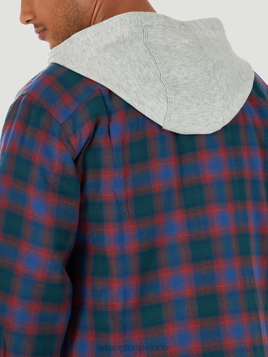 ropa mx Wrangler hombres Authentics chaqueta estilo camisa de franela acolchada azul/rojo (zheepab) 62D6392