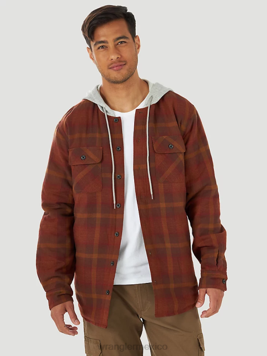ropa mx Wrangler hombres Authentics chaqueta estilo camisa de franela acolchada rojo (zheepae) 62D6393