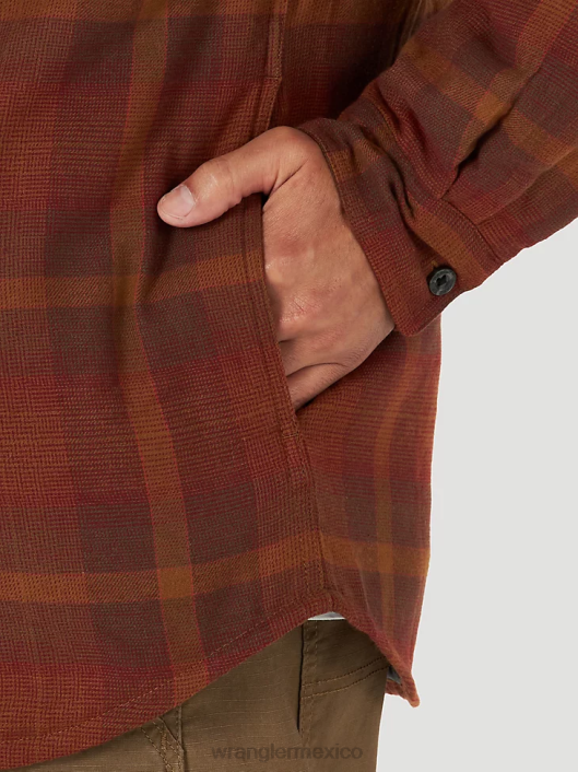 ropa mx Wrangler hombres Authentics chaqueta estilo camisa de franela acolchada rojo (zheepae) 62D6393