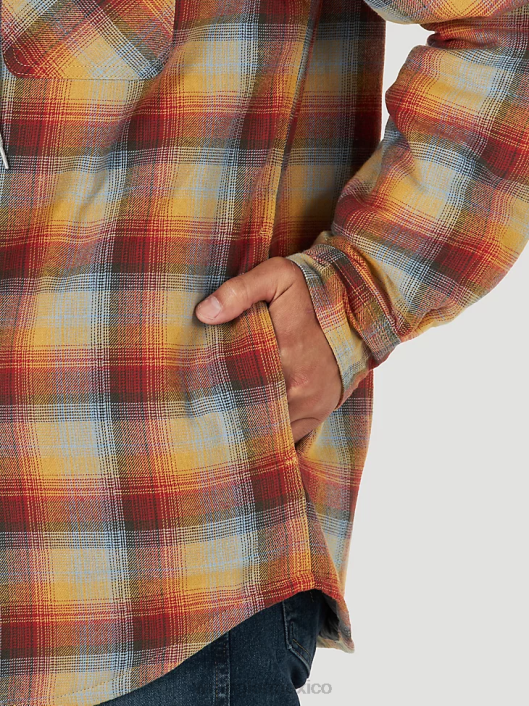 ropa mx Wrangler hombres Authentics chaqueta estilo camisa de franela acolchada rojo/amarillo (zheepat) 62D6394