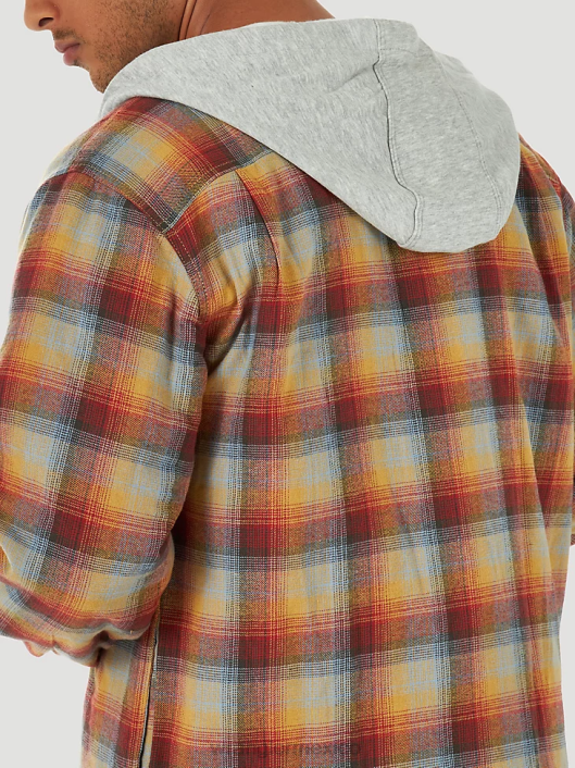 ropa mx Wrangler hombres Authentics chaqueta estilo camisa de franela acolchada rojo/amarillo (zheepat) 62D6394