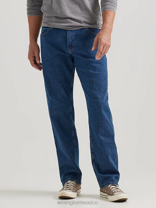 ropa mx Wrangler hombres Authentics jeans flexibles de ajuste relajado lavado a la piedra oscuro (10zm200dx) 62D6102