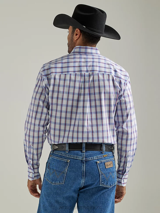 ropa mx Wrangler hombres Camisa a cuadros con botones y 1 bolsillo de manga corta George Strait cuadros americanos (112327830) 62D6308