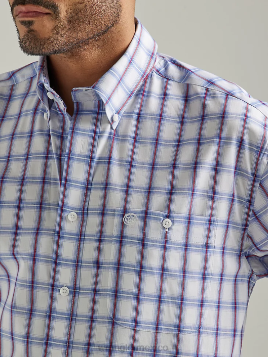 ropa mx Wrangler hombres Camisa a cuadros con botones y 1 bolsillo de manga corta George Strait cuadros americanos (112327830) 62D6308
