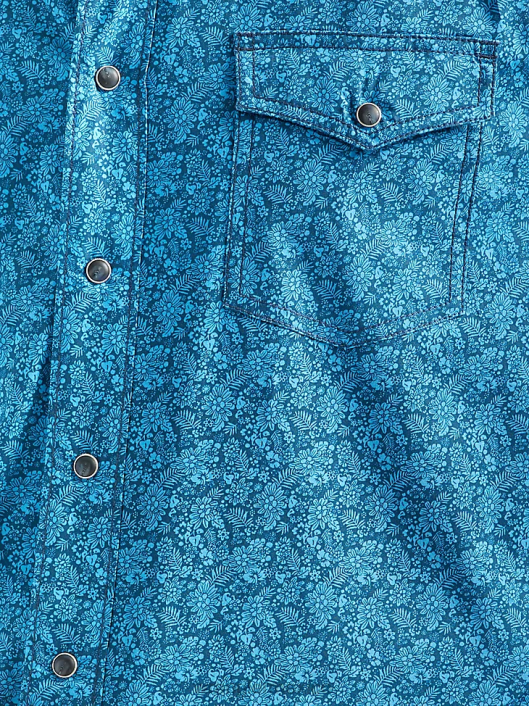 ropa mx Wrangler hombres Camisa azul de manga larga con estampado de broche occidental y comodidad avanzada de competición 20x azul (112324831) 62D6485