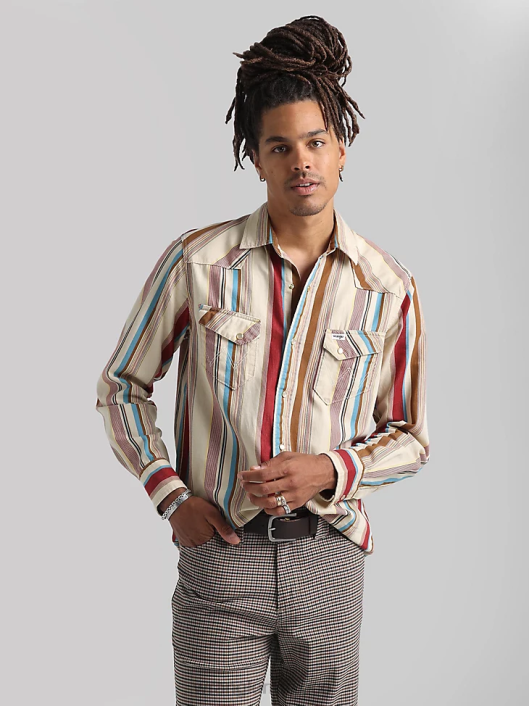 ropa mx Wrangler hombres Camisa con estampado occidental de manga larga y comodidad avanzada 20x Competition azul azul (112324833) 62D6481