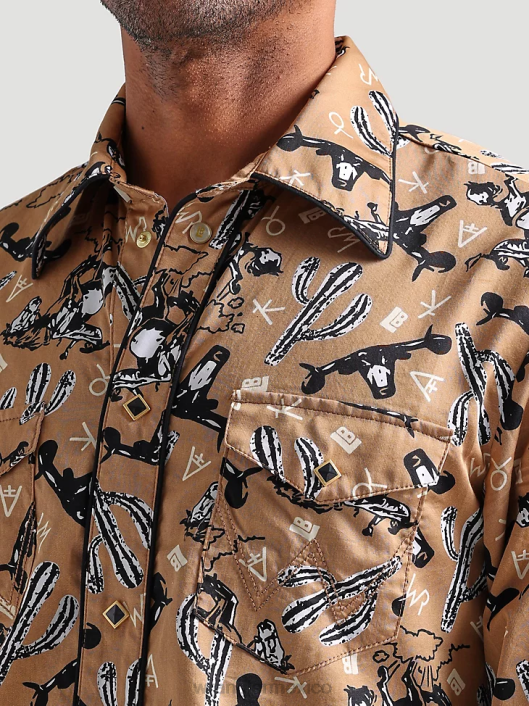 ropa mx Wrangler hombres Camisa con estampado occidental de manga larga y comodidad avanzada 20x Competition azul azul (112324833) 62D6481