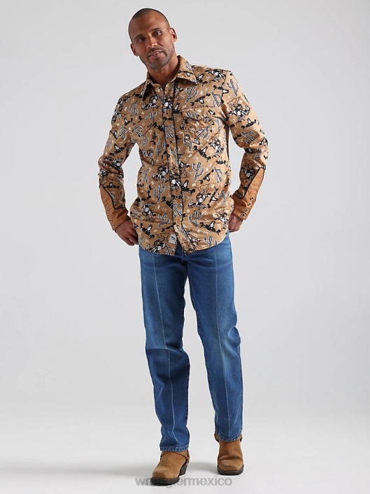ropa mx Wrangler hombres Camisa con estampado occidental de manga larga y comodidad avanzada 20x Competition azul azul (112324833) 62D6481