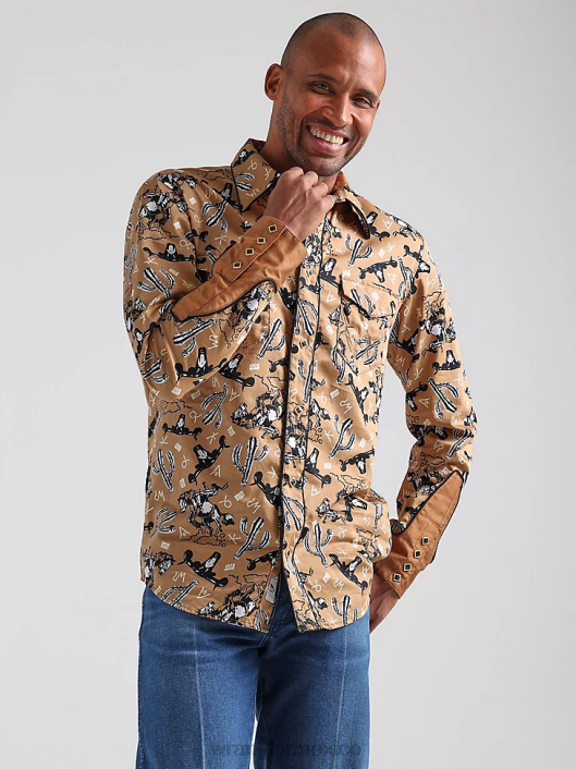 ropa mx Wrangler hombres Camisa con estampado occidental de manga larga y comodidad avanzada 20x Competition azul azul (112324833) 62D6481