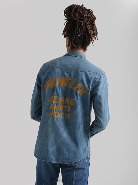 ropa mx Wrangler hombres Camisa con estampado occidental de manga larga y comodidad avanzada 20x Competition azul azul (112324833) 62D6481