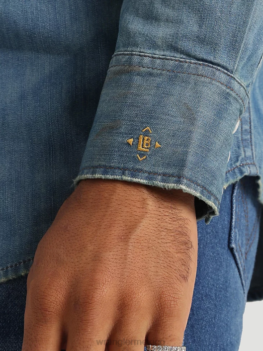 ropa mx Wrangler hombres Camisa con estampado occidental de manga larga y comodidad avanzada 20x Competition azul azul (112324833) 62D6481