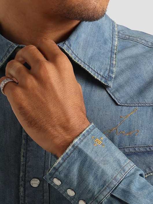 ropa mx Wrangler hombres Camisa con estampado occidental de manga larga y comodidad avanzada 20x Competition azul azul (112324833) 62D6481